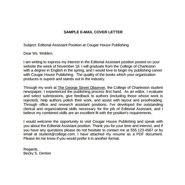 editorial assistant cover letter template