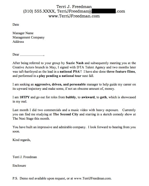 cover letter to casting director