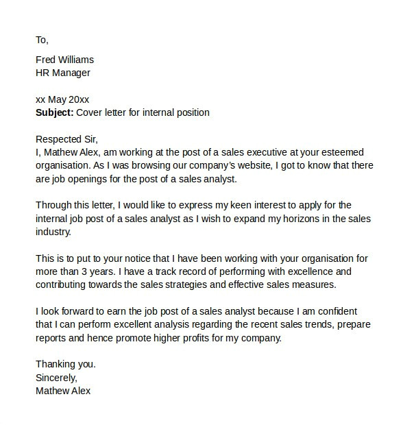 how to write cover letter for internal job posting