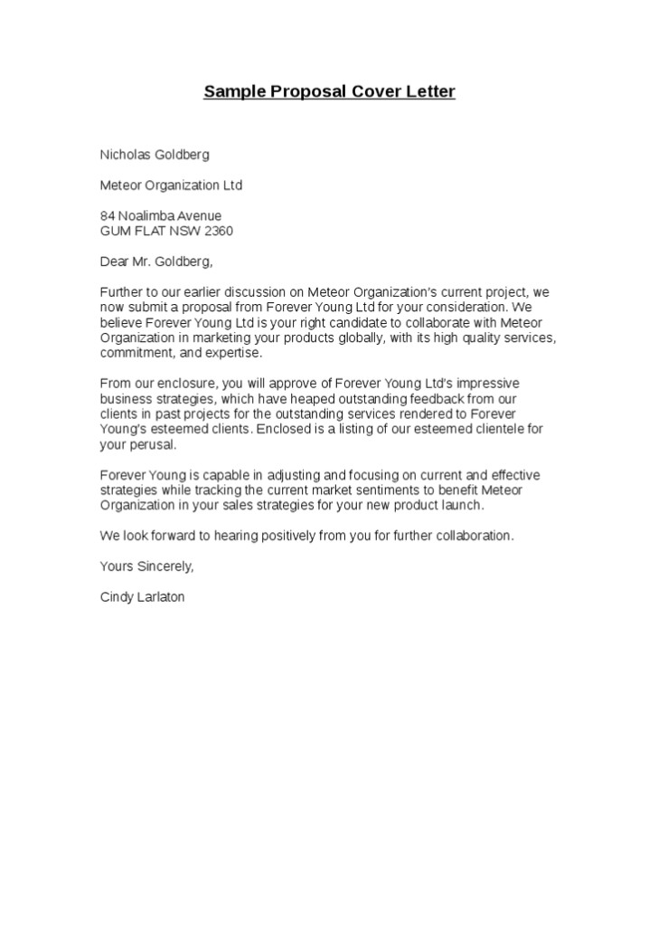 sample cover letter for project report submission
