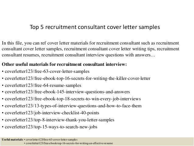 top 5 recruitment consultant cover letter samples