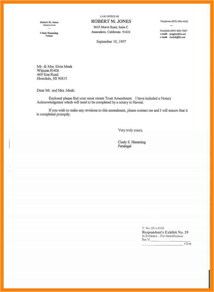 sample letter of sending documents
