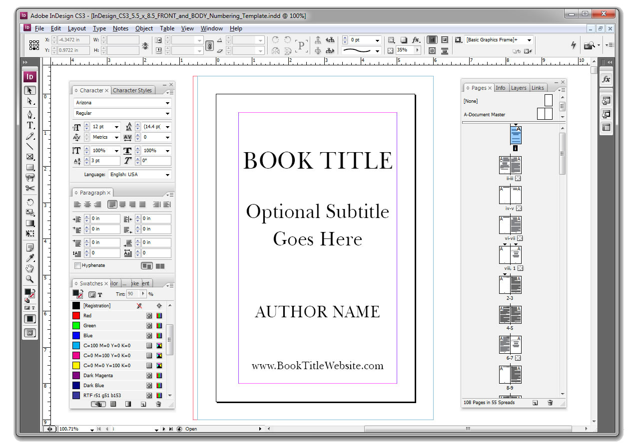 customize and prepare one of my indesign templates to help you design your interior book files for createspace