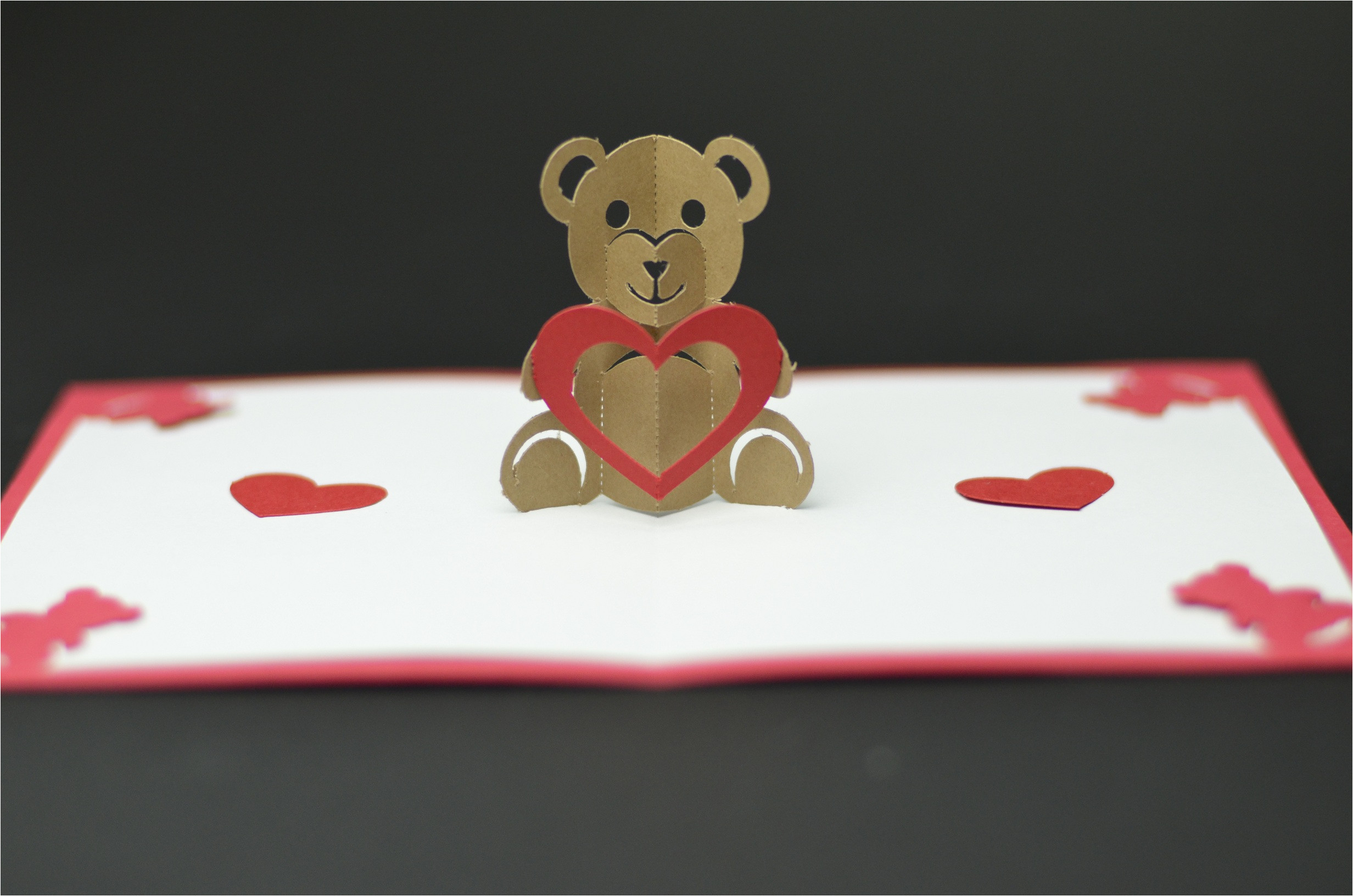 teddy bear pop up card tutorial template valentines day birthday christmas baby shower instructions how to
