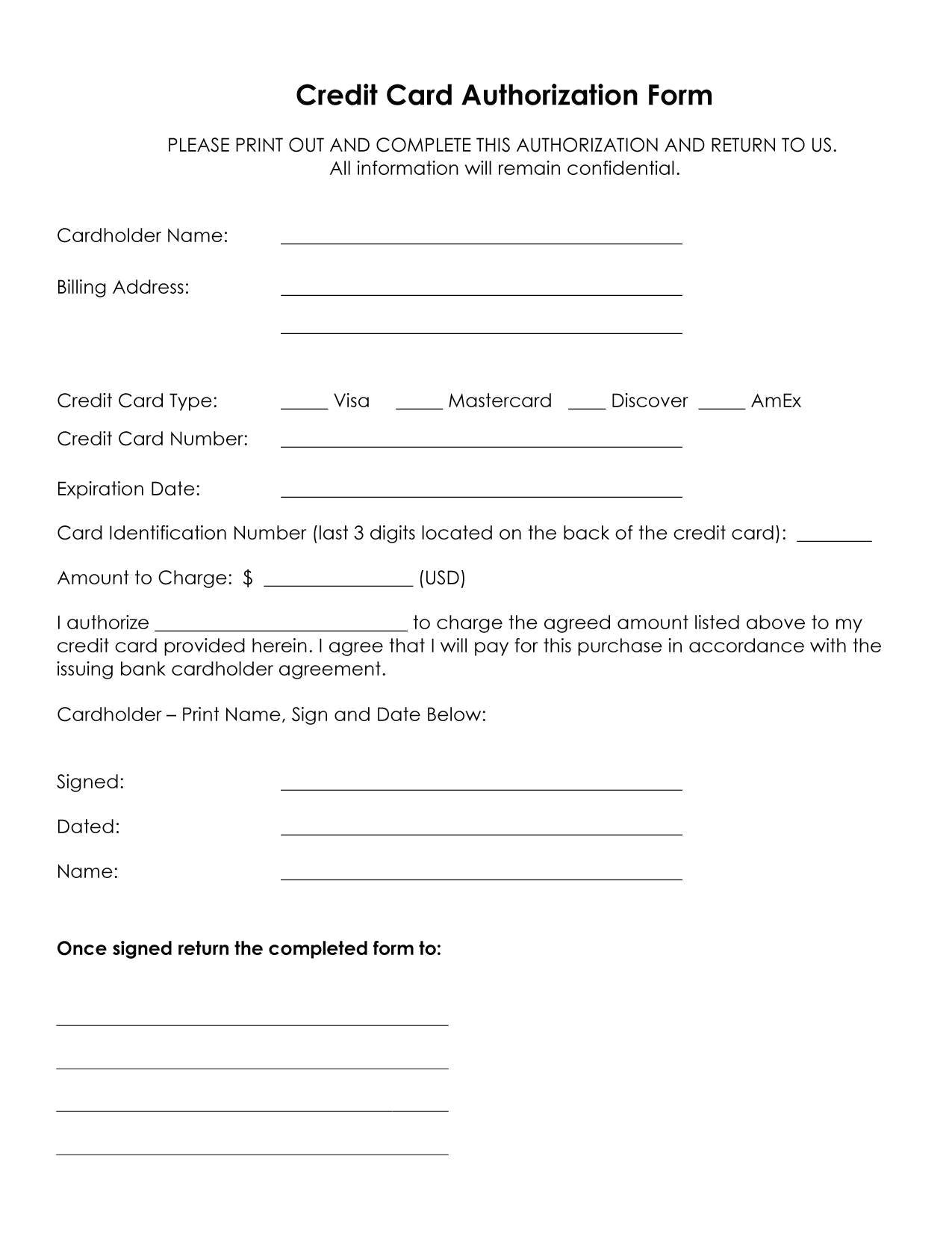 Credit Card Authorisation form Template Australia 25 Credit Card Authorization form Template Free Download