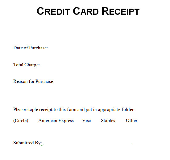credit card receipt template