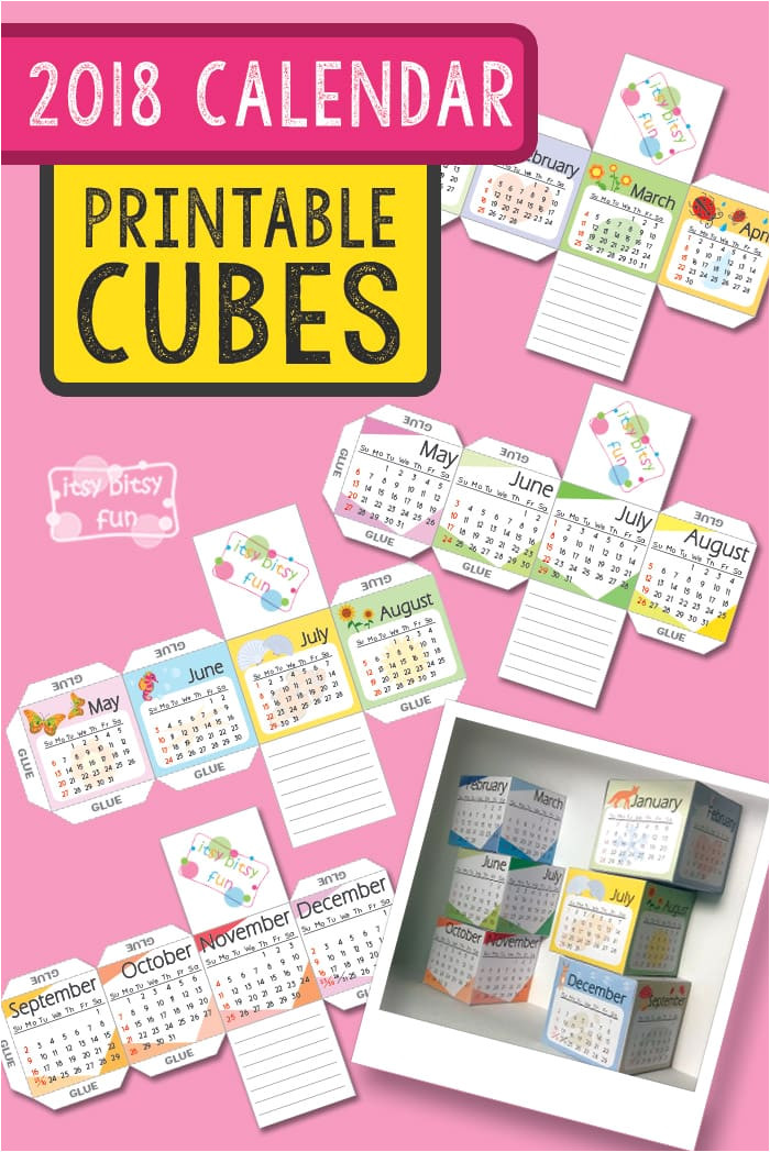 printable 2018 calendar paper cubes
