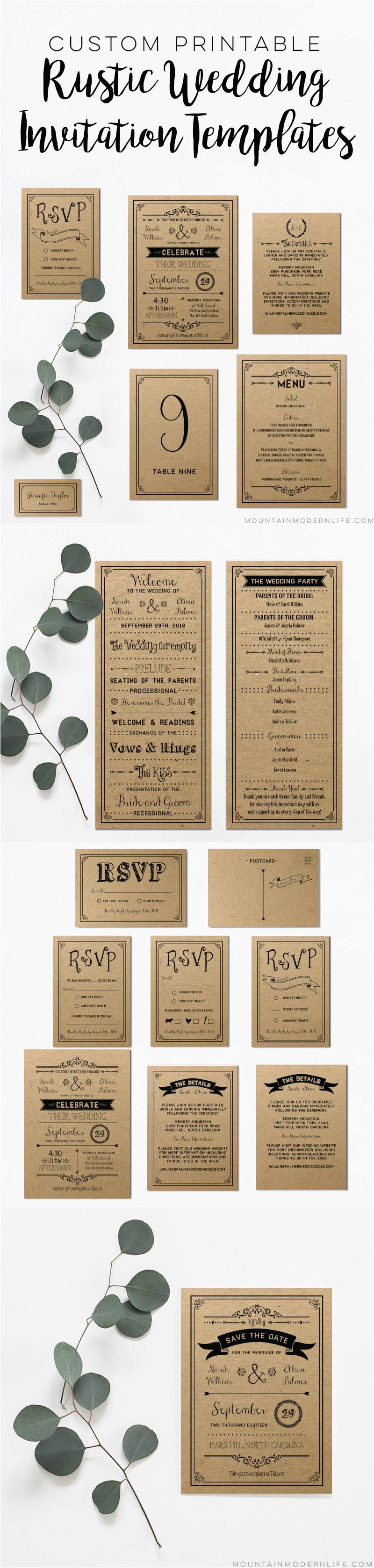 customized wedding invitation templates