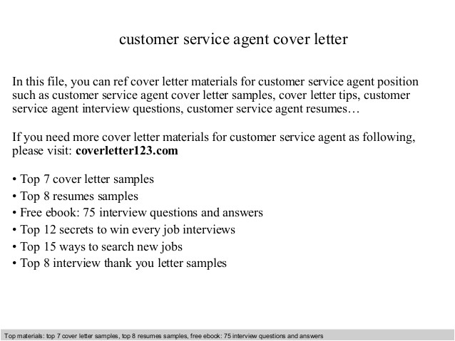 customer service agent cover letter