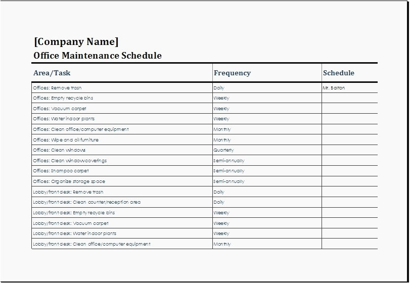 28 panel schedule template