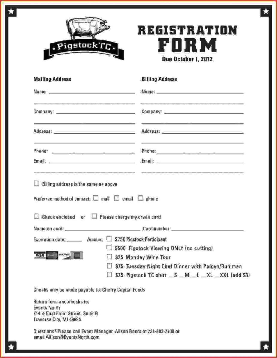 dance school registration form template free