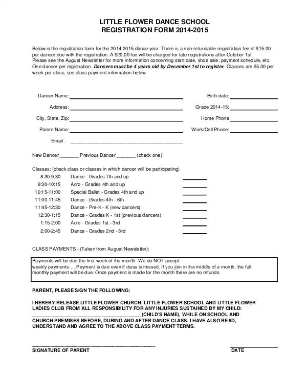 Dance School Registration form Template Free Registration form Template 9 Free Pdf Word Documents
