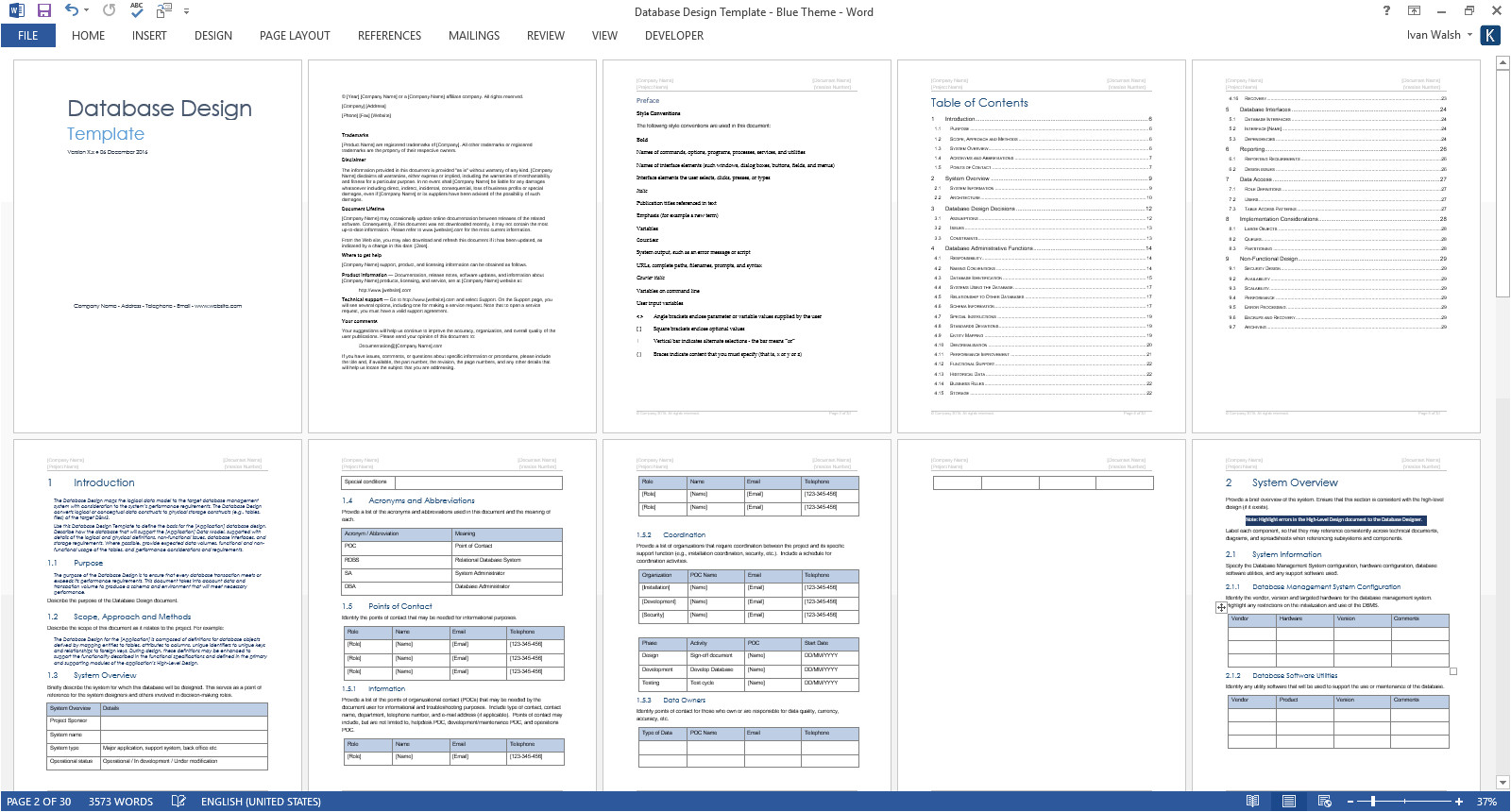 database design document template
