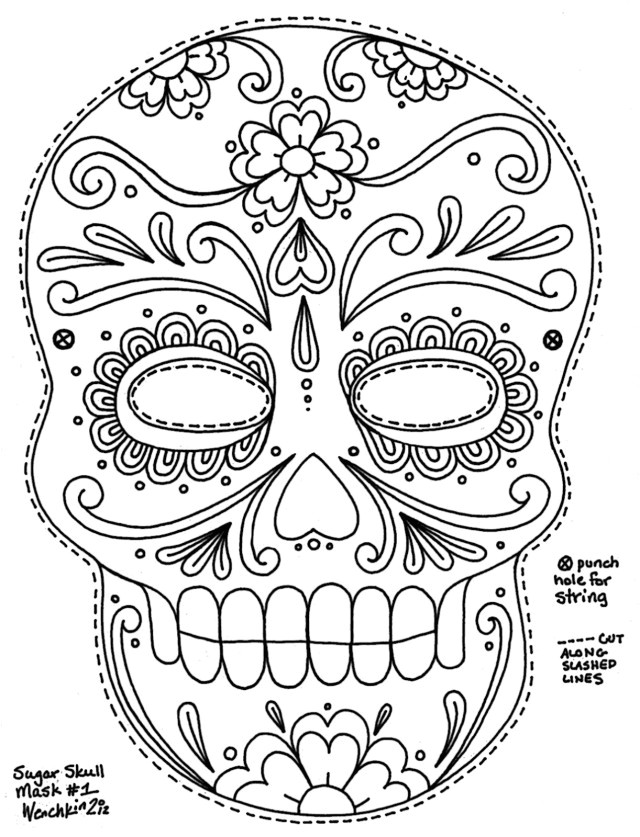 day of the dead skull coloring pages