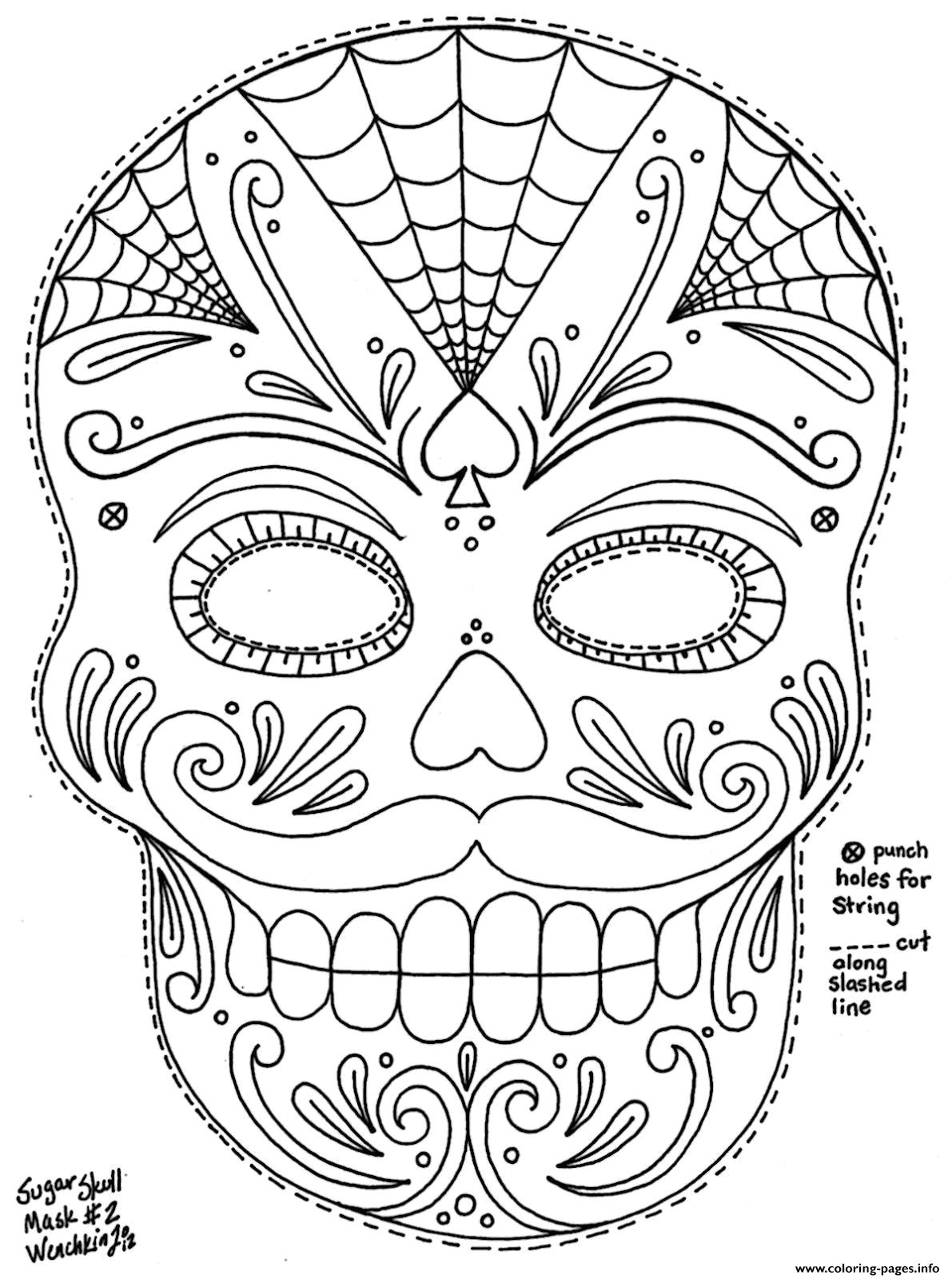 sugar skull with roses coloring pages