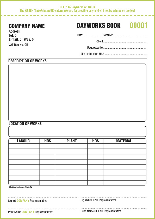 Daybook Template Free Day Works Book Template Day Work Books 65 Ncr
