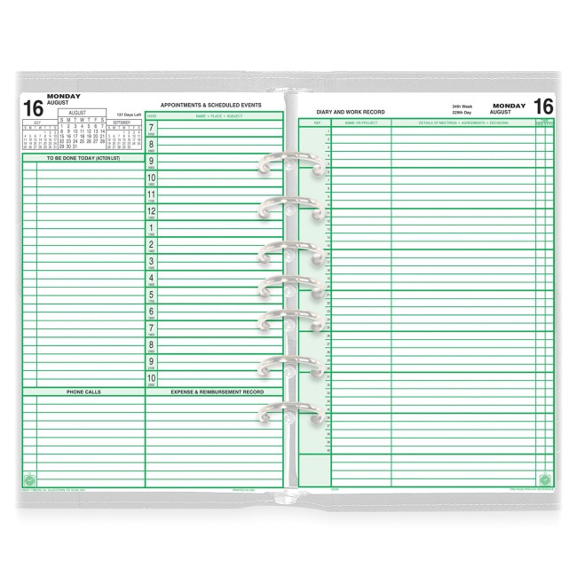 day timer 2 pages daily planner refill