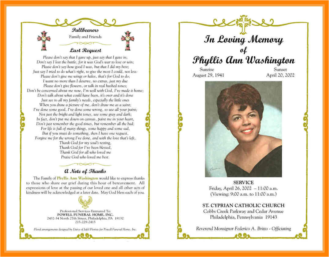 Death Program Templates 9 Free Obituary Program Templates St Columbaretreat House
