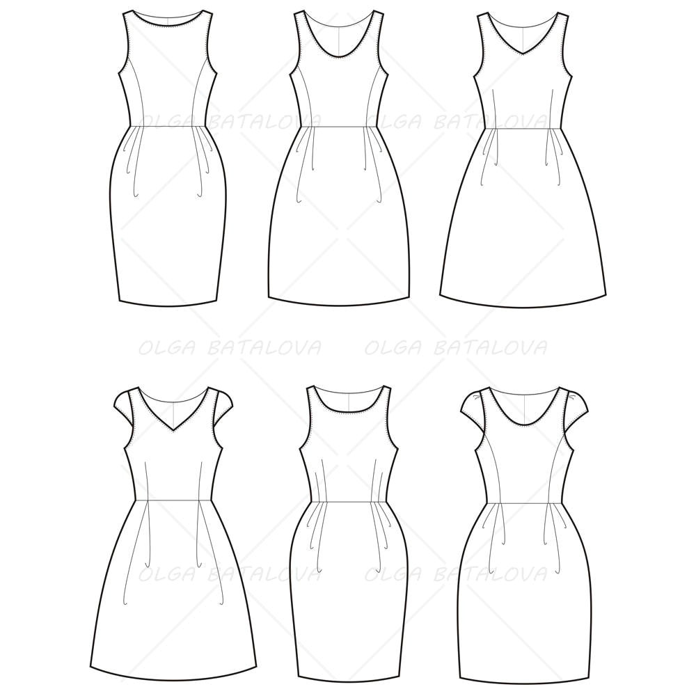 women s empire waist dress fashion flat template