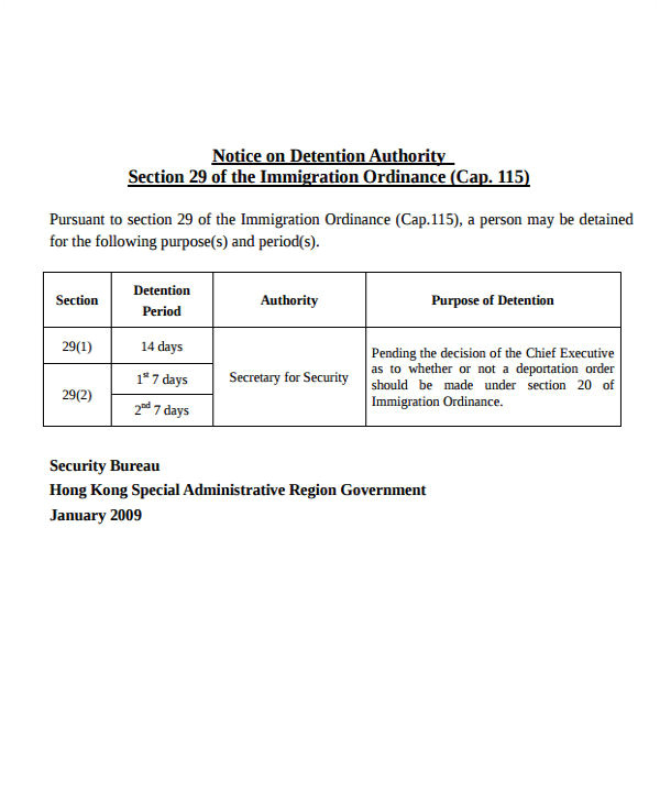 detention notice template