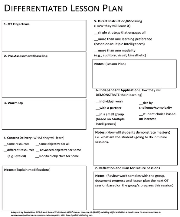 differentiated lesson plan template