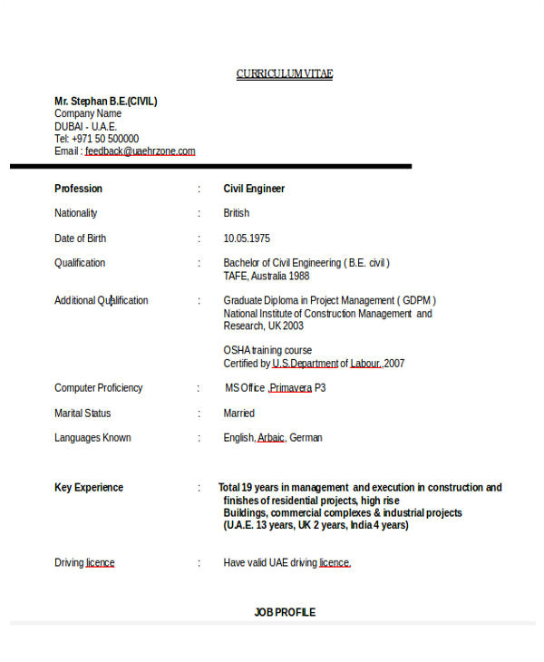 Diploma In Civil Engineering Resume Sample 37 Engineering Resume Examples Free Premium Templates