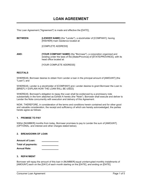 directors loan to company agreement template