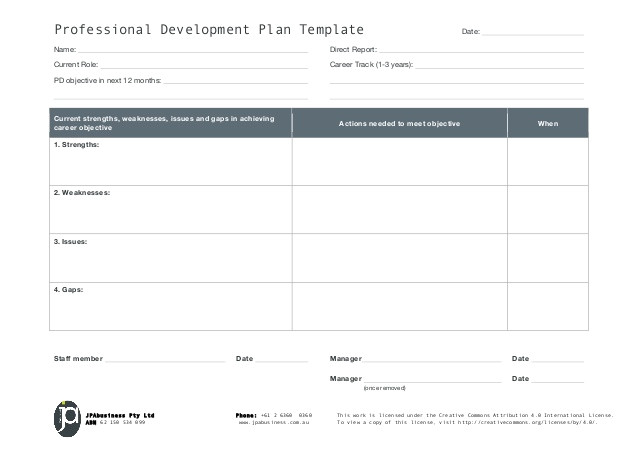 jp abusiness professional development plan template