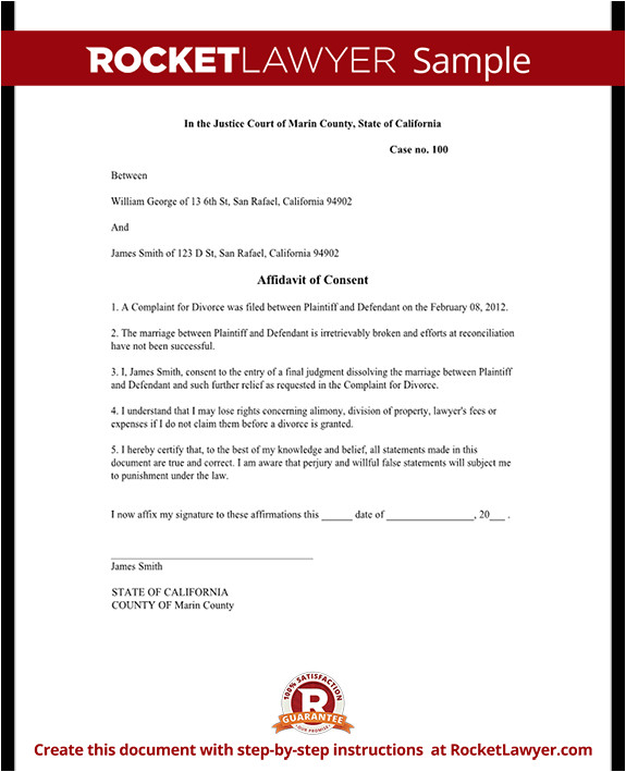 Divorce Affidavit Template Affidavit Of Consent form Divorce Affidavit Sample Template