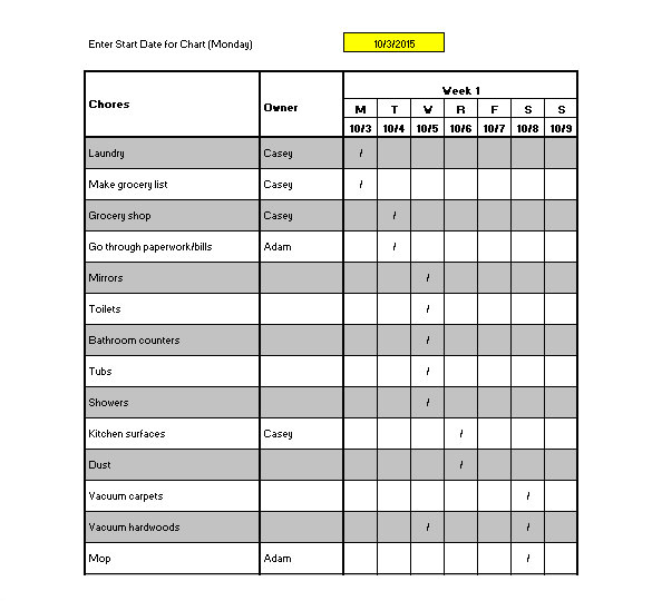 housekeeping checklist format for office in excel 3851