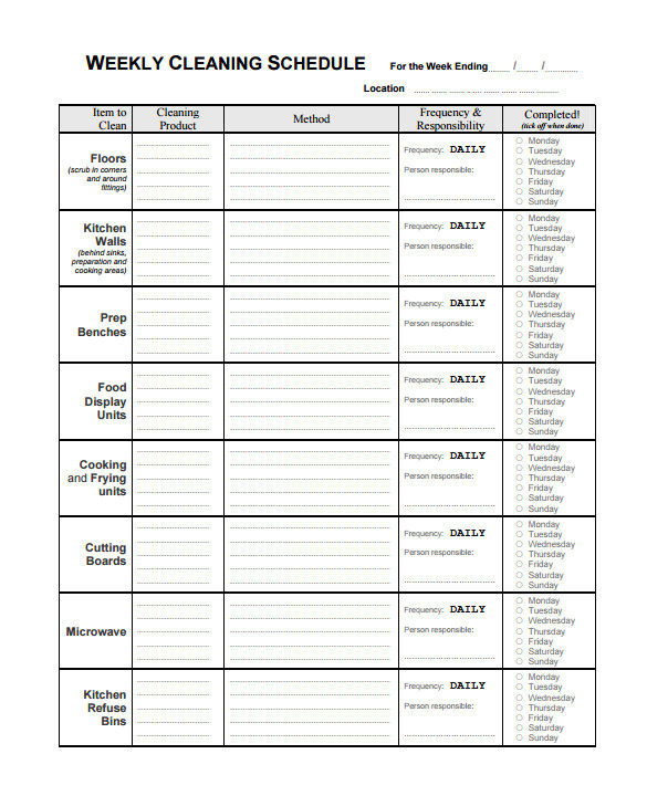 weekly cleaning list template oklmindsproutco housework roster template