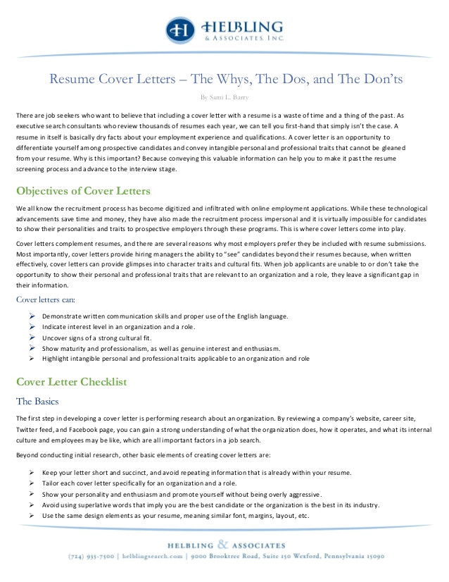 resume cover letters the whys the dos and the donts