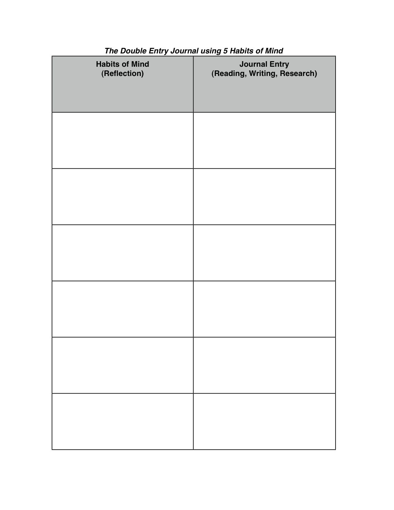 double sided journal entry template