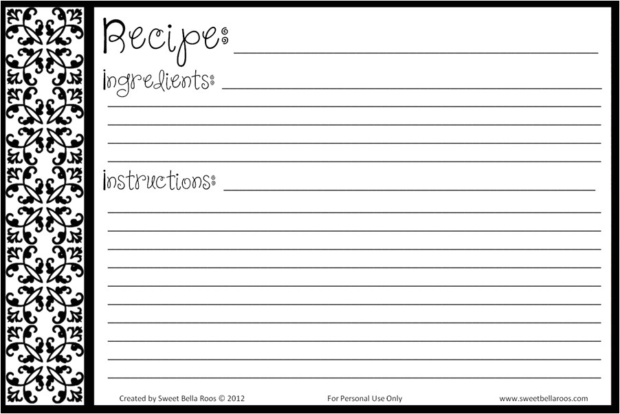 blank recipe template printable