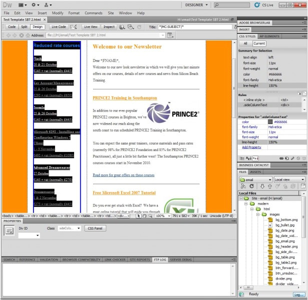 Dreamweaver HTML Email Templates Email Marketing Using Dreamweaver