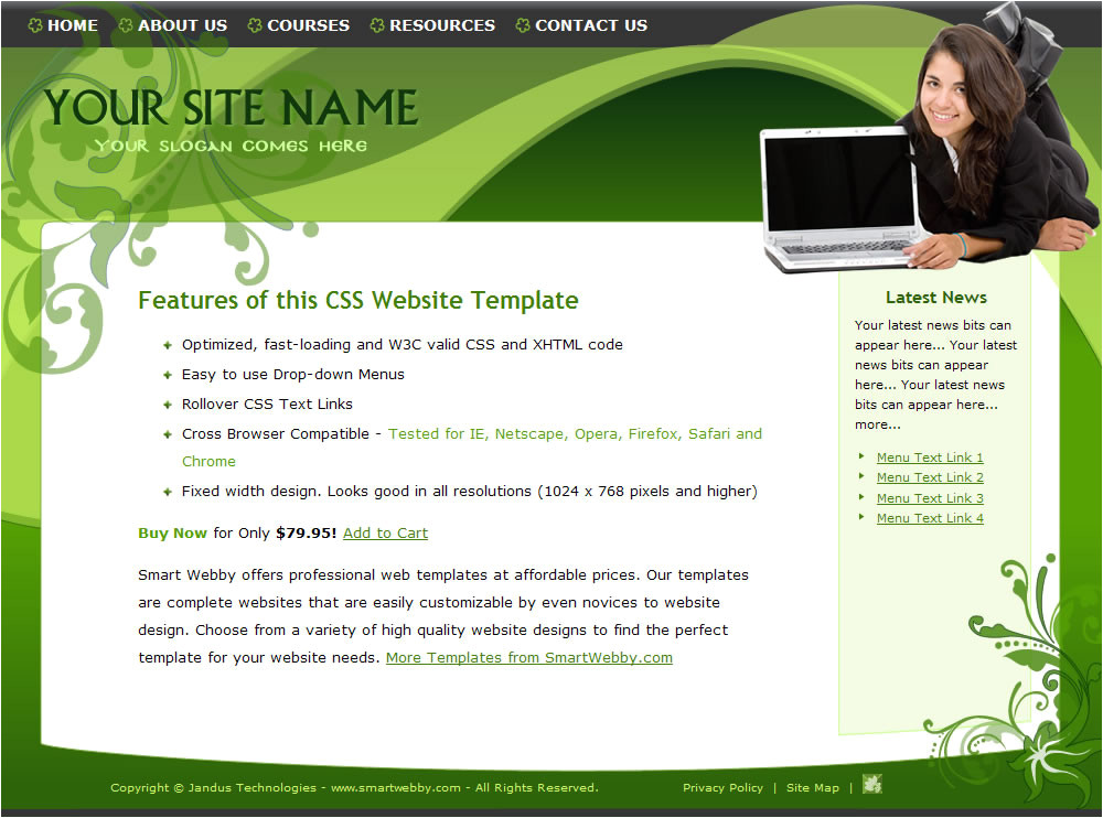 Dreamweaver Layout Templates Go Green Elegant Template