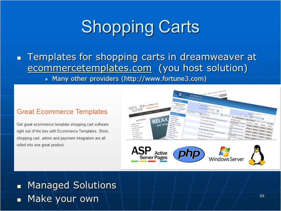 dreamweaver shopping cart templates