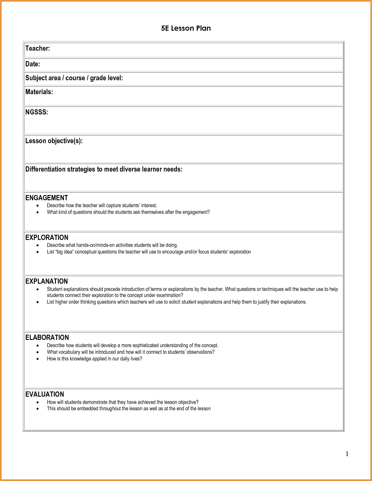 5e lesson plan template ngss