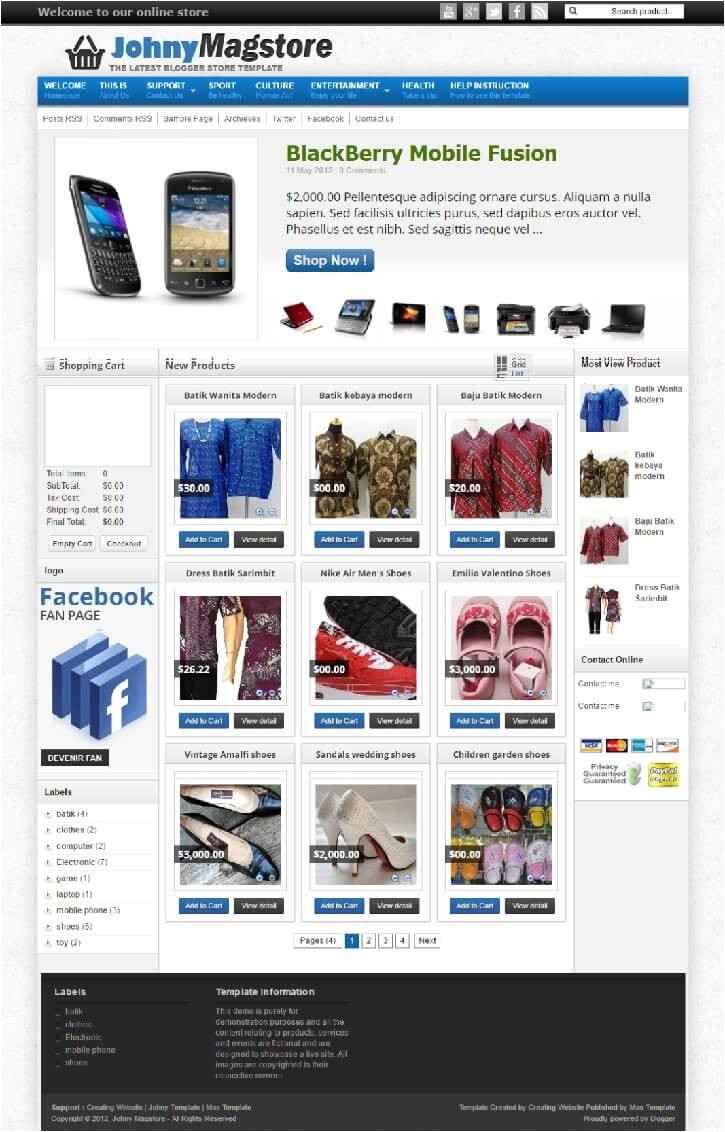 best free ecommerce blogger templates