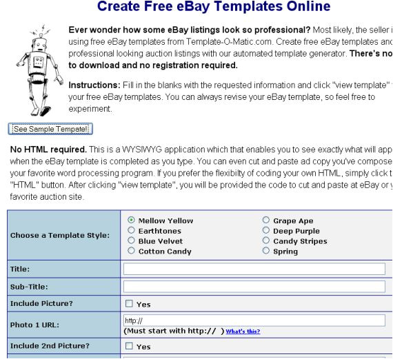 how to find a free ebay seller template