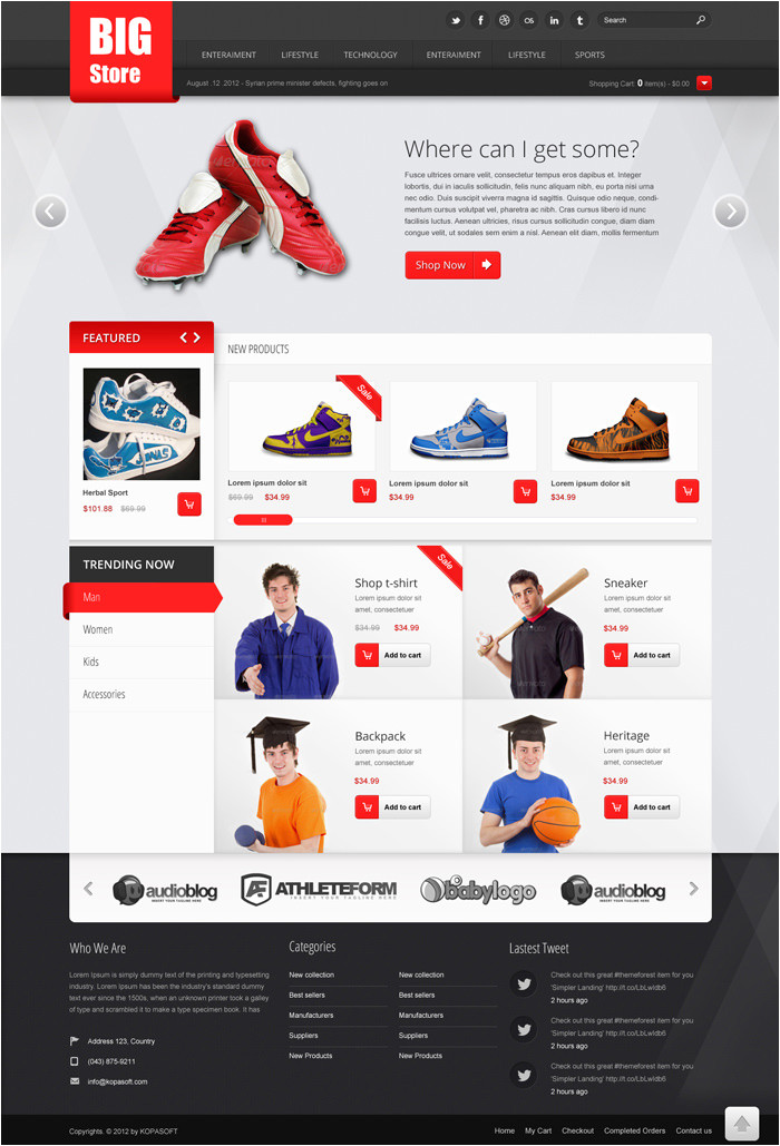 free ecommerce website template