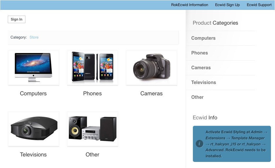 Ecwid Template Halcyon Responsive WordPress theme Integrated Ecwid