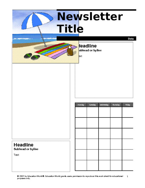 Education World Newsletter Templates Augustnewsletter Doc Education World
