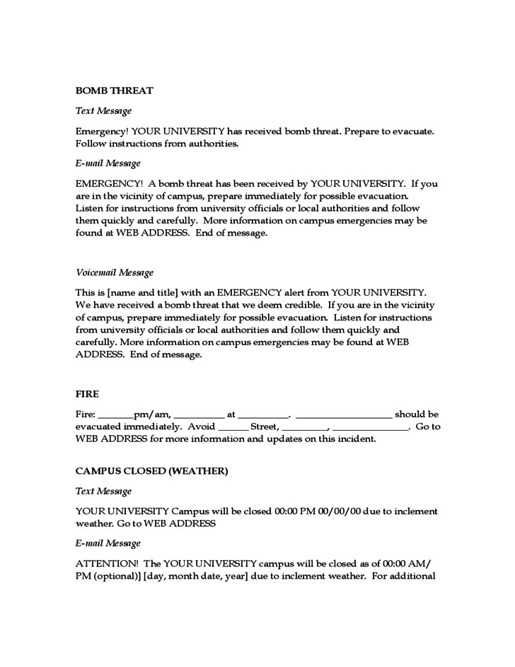 Emergency Message Templates Emergency Message Templates Free Download