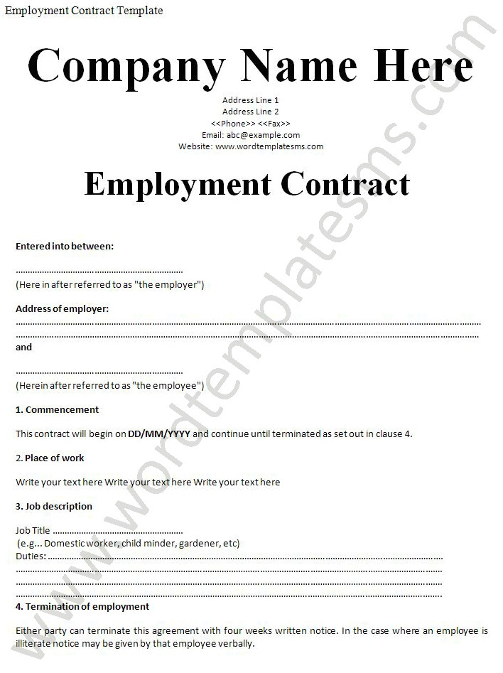 employment contract sample