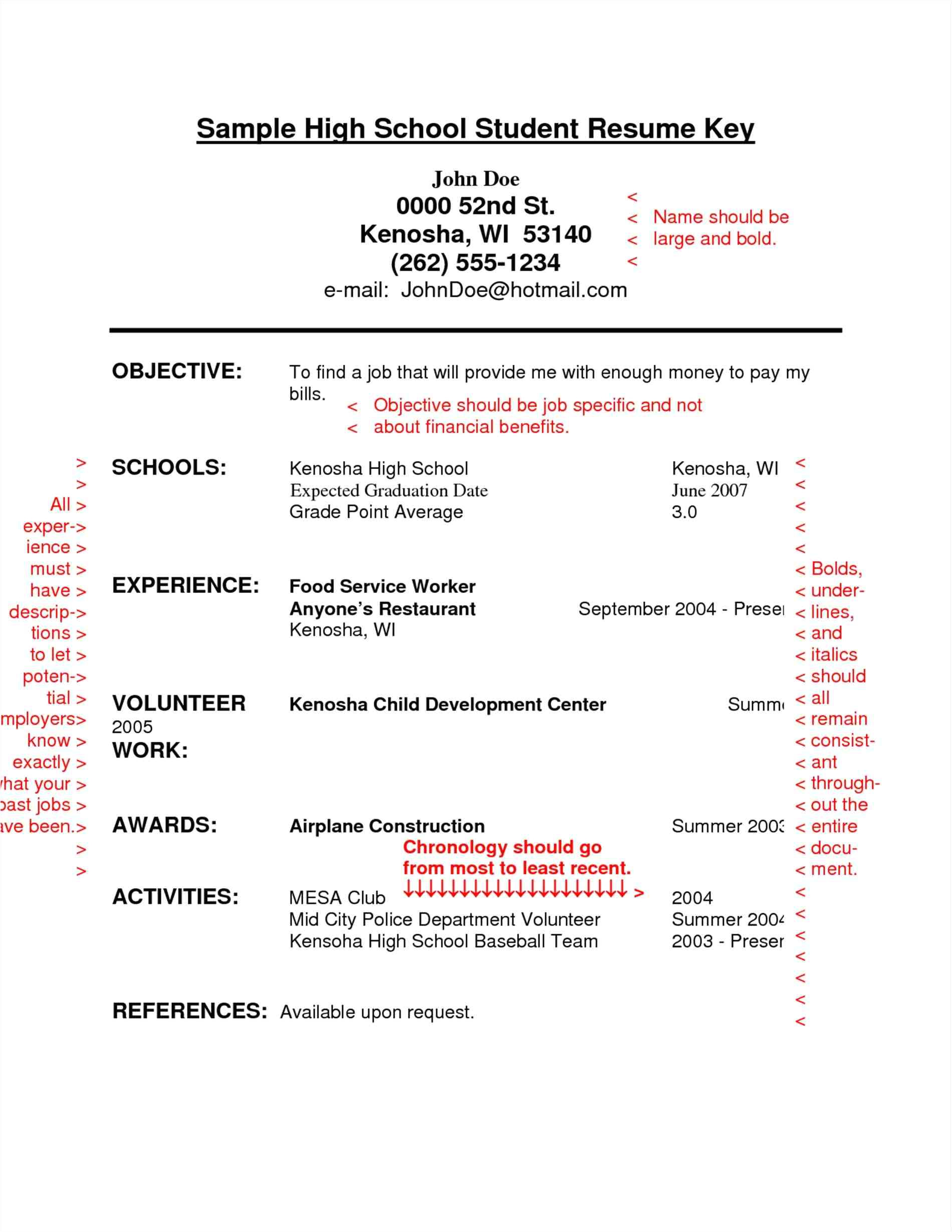 Entry Level Resume Samples for High School Students High School Student Resume Templates for College