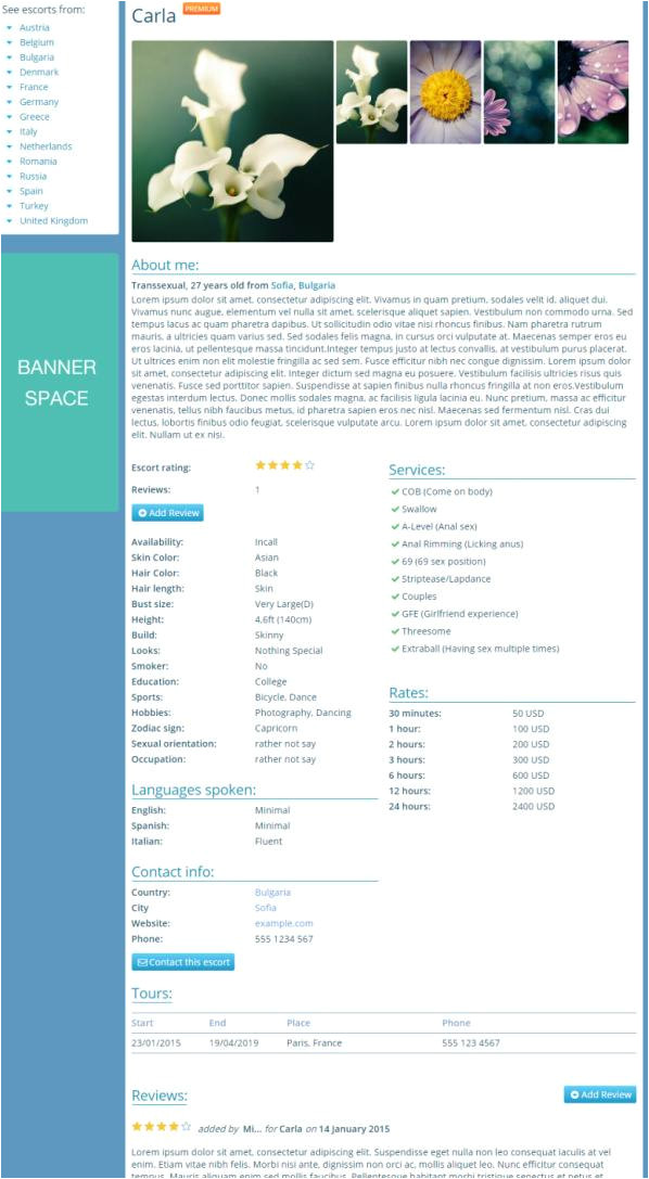 Escort Directory Template Dolcepixel Escort theme Review Worth