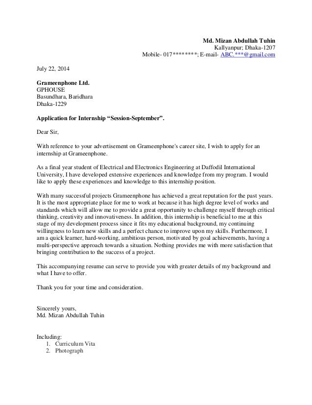 Example Of A Cover Letter for An Internship Example Cover Letter for Internship Example Cover Letter