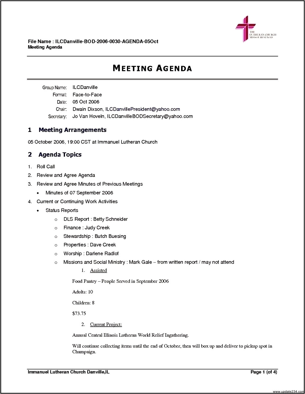 free business meeting agenda template