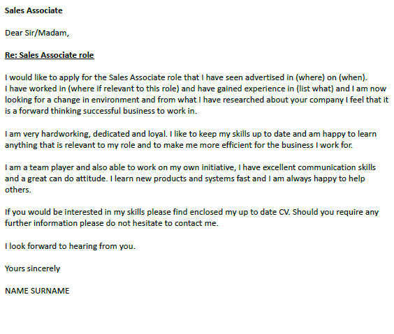 Example Of Cover Letter for Sales associate Position Sales associate Cover Letter Example Icover org Uk